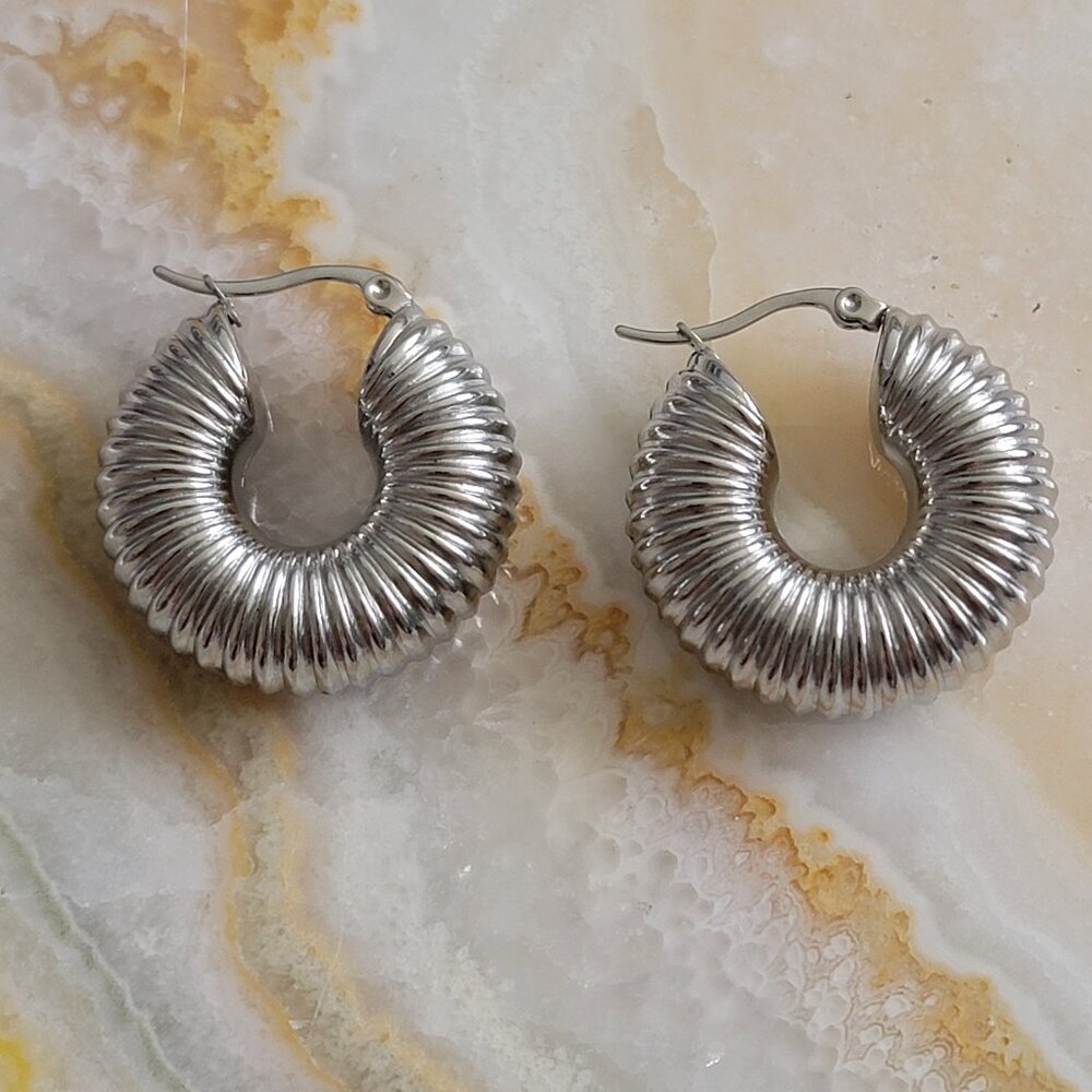 Silver Chunky Tarnish Resistant Earrings